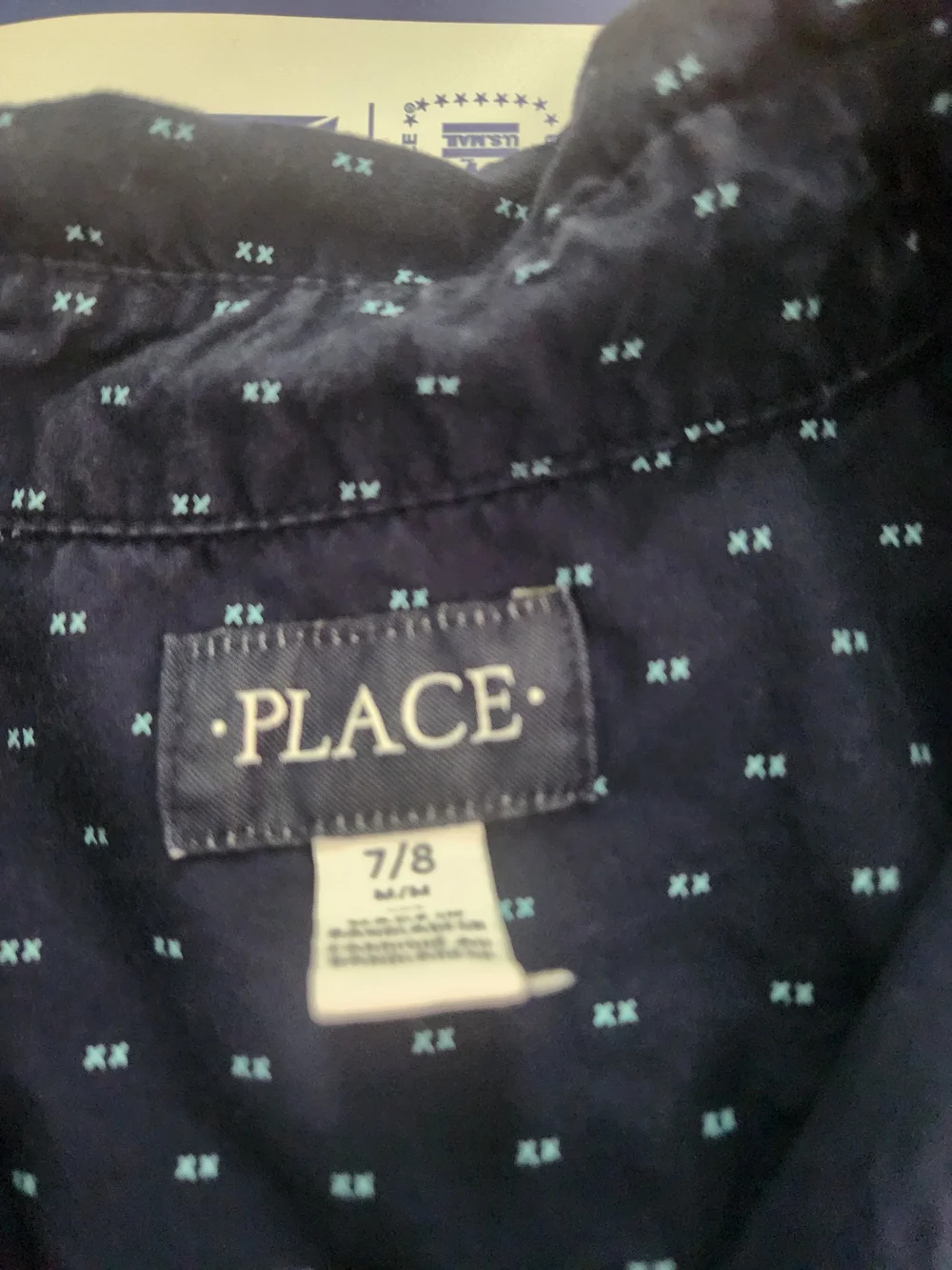 The Children's Place Navy Button-Down Shirt with Light Blue Micro Dots